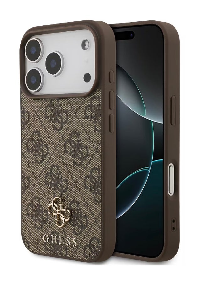 Guess MagSafe 4G PU Leather Case with Small 4G & Classic Metal Logo for iPhone 17 Pro Max - Brown - Image 1